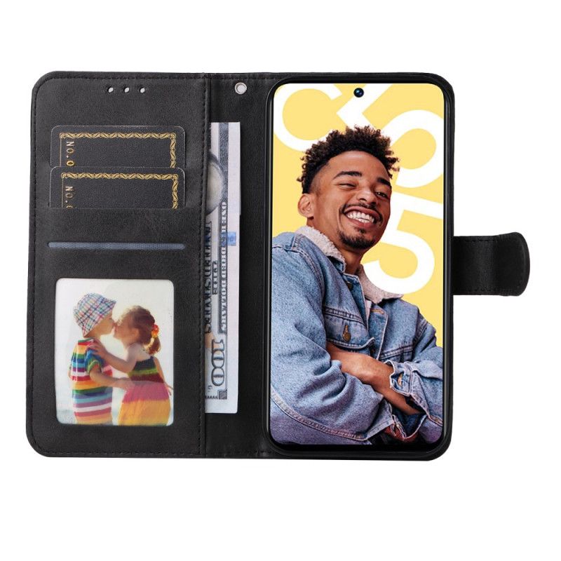 Folio Deksel Realme C55 Stropp Med Skinntekstur Beskyttelse Deksel