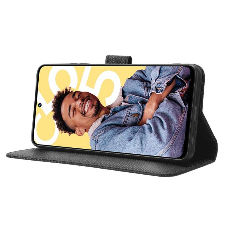 Folio Deksel Til Realme C55 Lommebok Med Stropp Og Tekstur