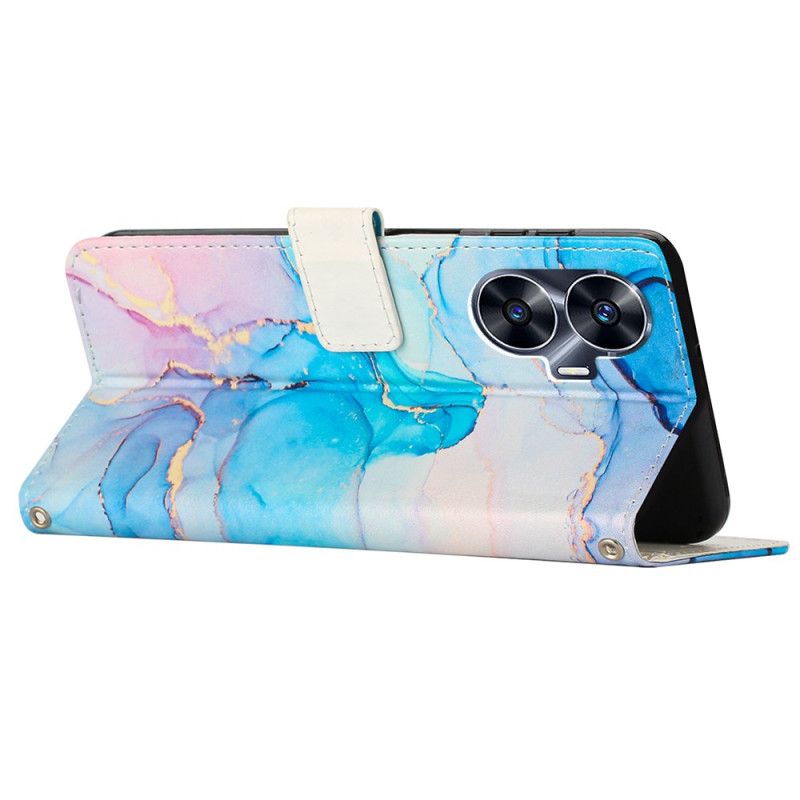 Folio Deksel Til Realme C55 Marmor Med Snor