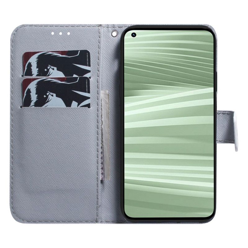 Lærdeksel Folio Deksel Realme C55 Mobildeksel Akvarell Ulv