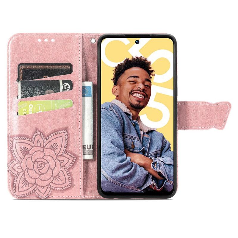 Lærdeksel Folio Deksel Realme C55 Mobildeksel Barokk Sommerfuglrem