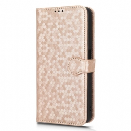 Lærdeksel Folio Deksel Realme C55 Mobildeksel Skinnende Prikker Med Stropp