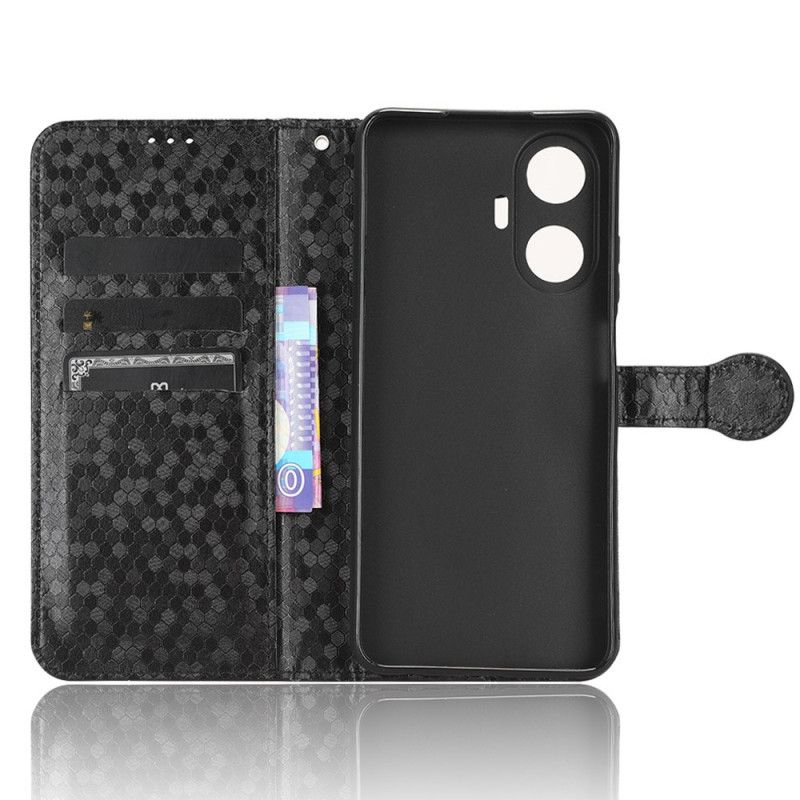 Lærdeksel Folio Deksel Realme C55 Mobildeksel Skinnende Prikker Med Stropp