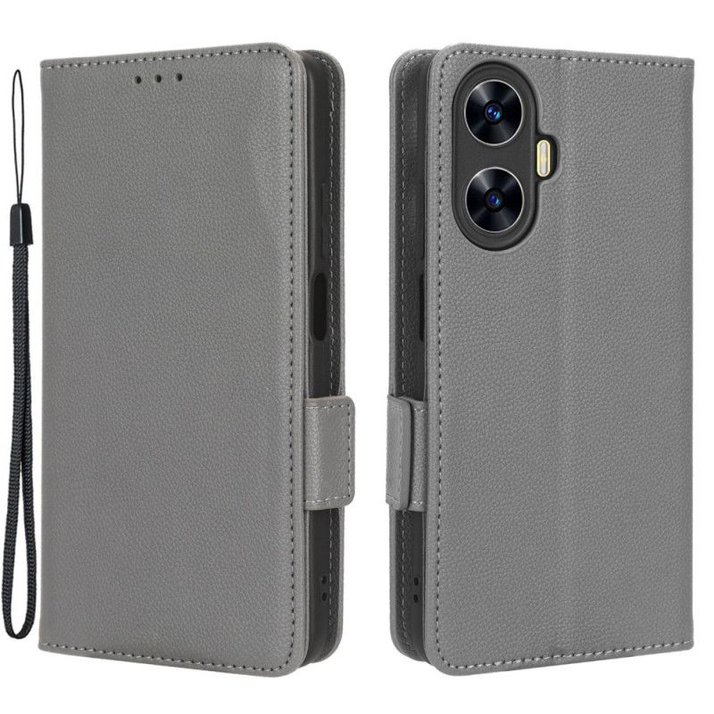 Lærdeksel Folio Deksel Realme C55 Mobildeksel Slank Lommebok Med Stropp