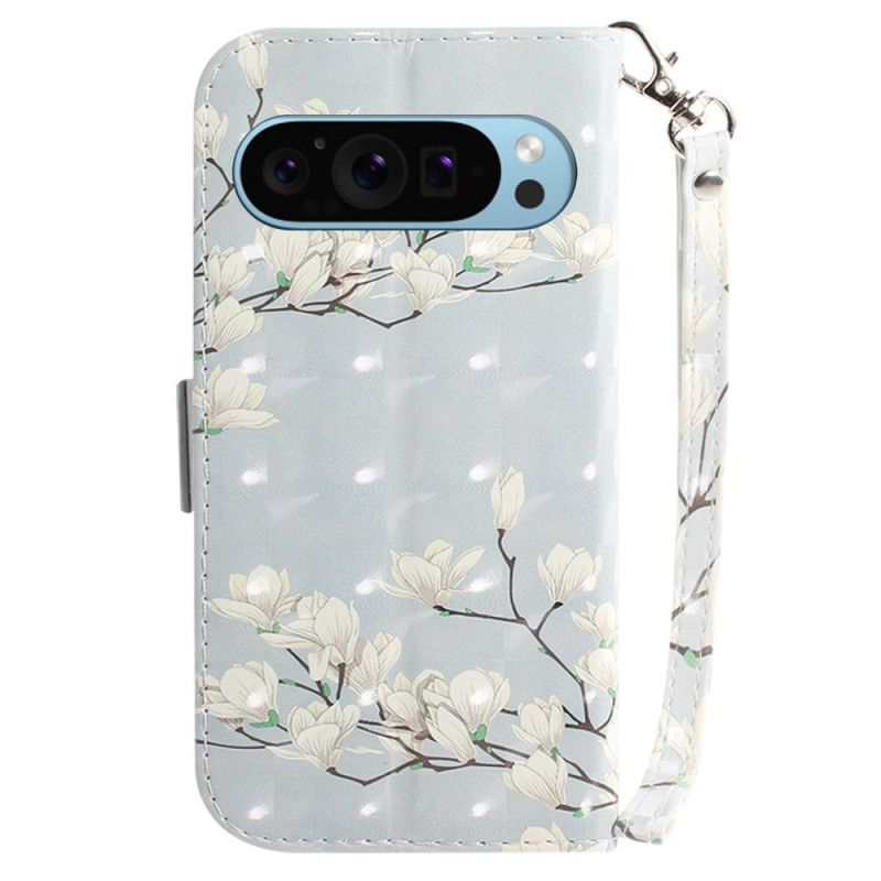 Folio Deksel Google Pixel 9 Pro Nøkkelbånd Magnolia