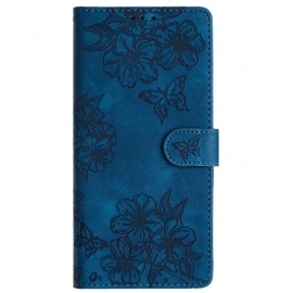 Lærdeksel Folio Deksel Google Pixel 9 Pro Mobildeksel Floral Semsket Skinneffekt
