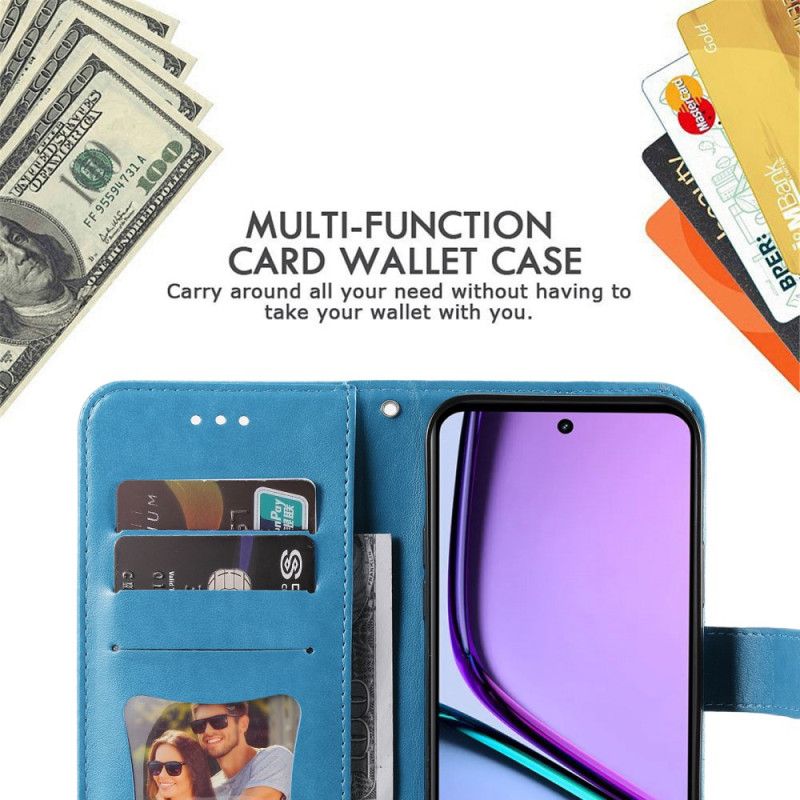 Folio Deksel Realme C67 Blomstermønster Med Stropp Beskyttelse Deksel