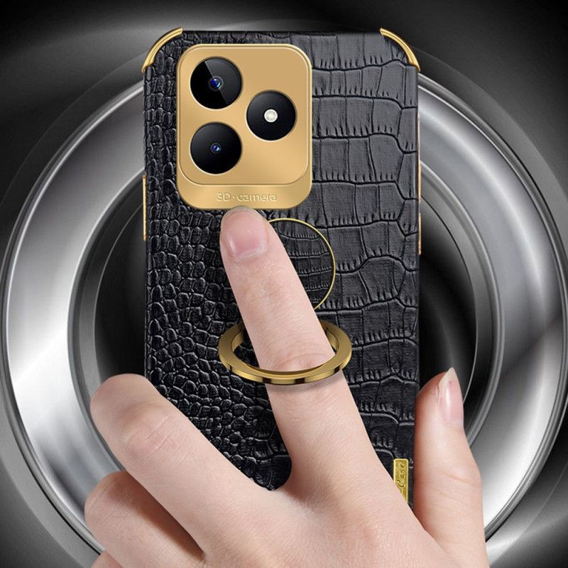 Deksel Realme C53 Ringholder Med Krokodilletekstur