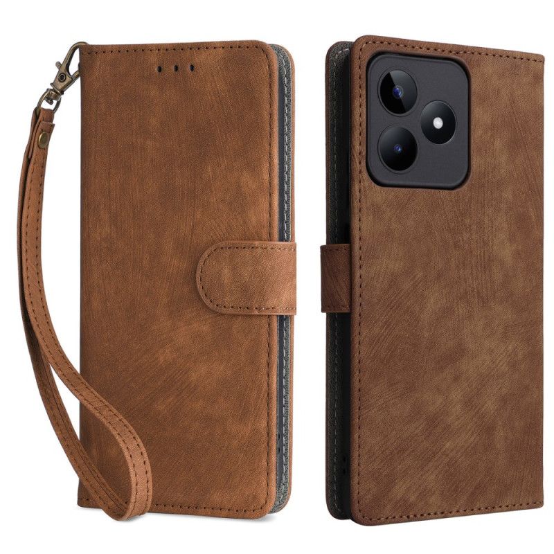 Folio Deksel Til Realme C53 Rfid-beskyttelse Med Snor