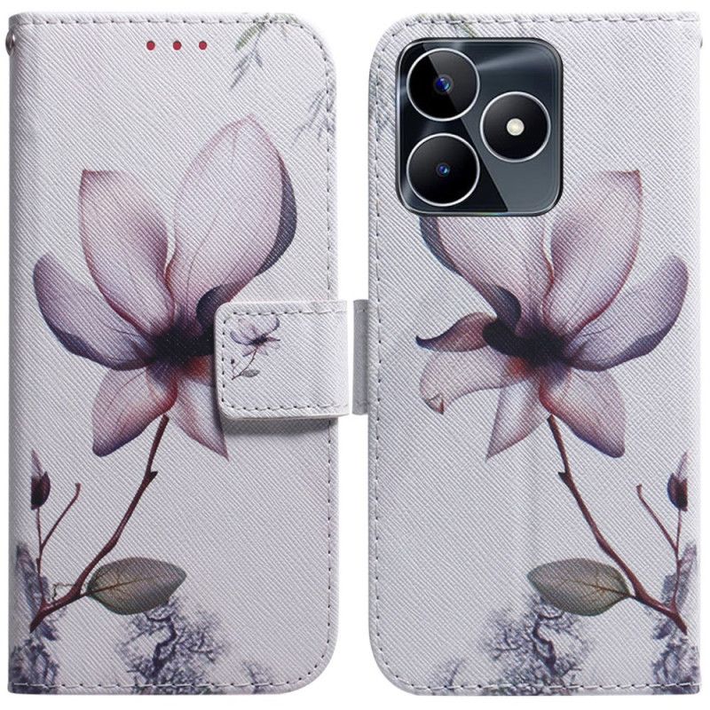 Folio Deksel Til Realme C53 Rosa Blomst