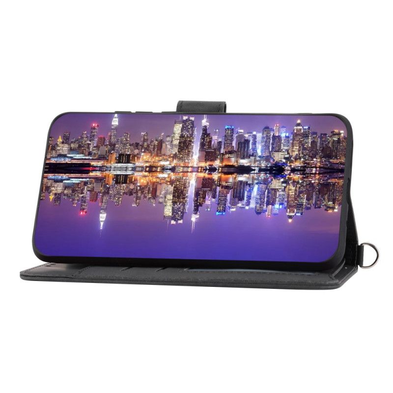 Lærdeksel Folio Deksel Realme C53 Mobildeksel Blomstermønster Med Stropp Og Skulderstropp