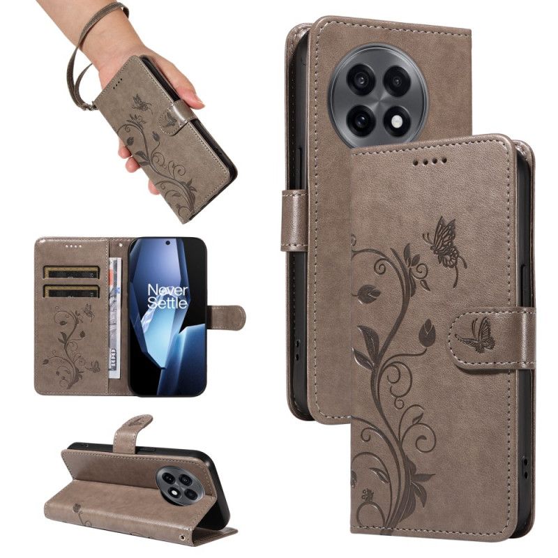 Folio Deksel Til Oneplus 13r Blomstermønstret Rem