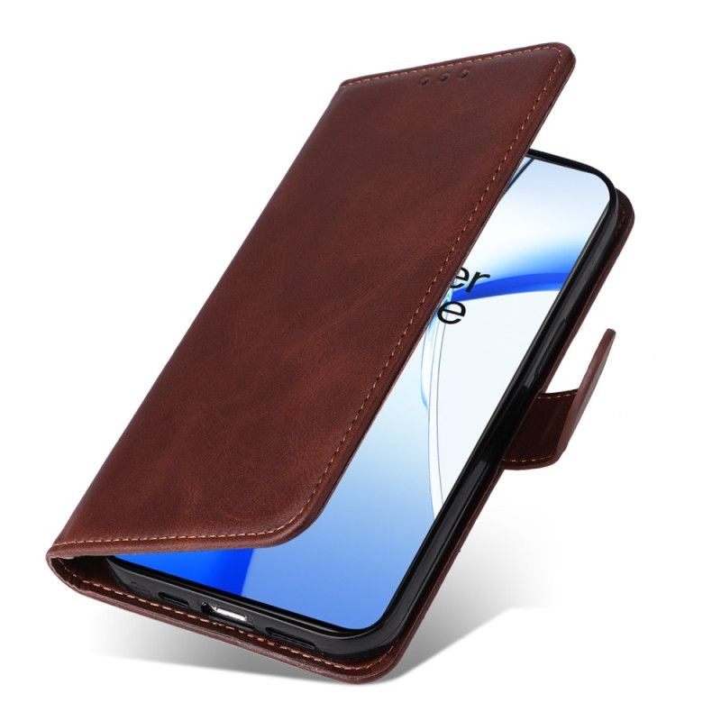 Lærdeksel Folio Deksel Oneplus 13r Mobildeksel Ensfarget Lærrem