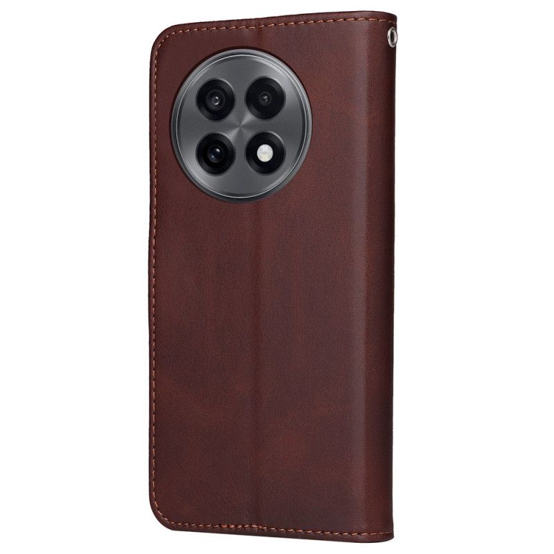 Lærdeksel Folio Deksel Oneplus 13r Mobildeksel Ensfarget Lærrem