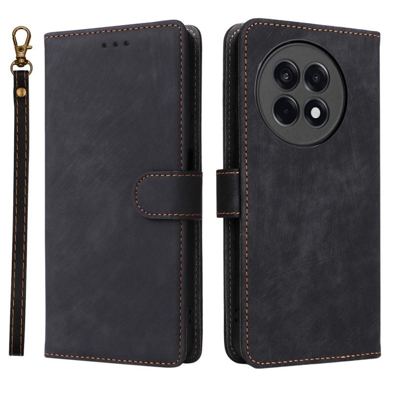 Lærdeksel Folio Deksel Oneplus 13r Mobildeksel Rfid-blokkerende Skinneffekt Med Stropp