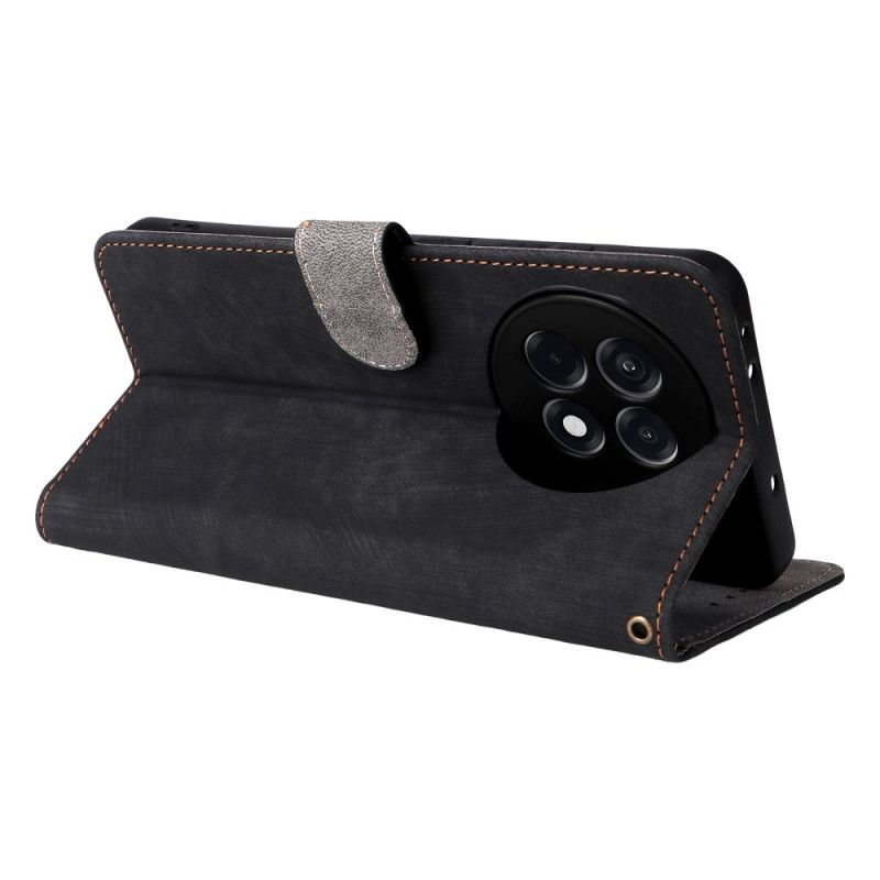 Lærdeksel Folio Deksel Oneplus 13r Mobildeksel Rfid-blokkerende Skinneffekt Med Stropp