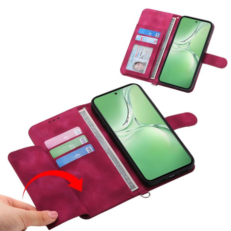 Lærdeksel Folio Deksel Oneplus 13r Mobildeksel Semsket Skinn Med Blondeeffekt Stropp Og Skulderstropp