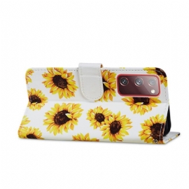 Folio Deksel Til Samsung Galaxy S20 FE Anti-fall Solsikkeblomst