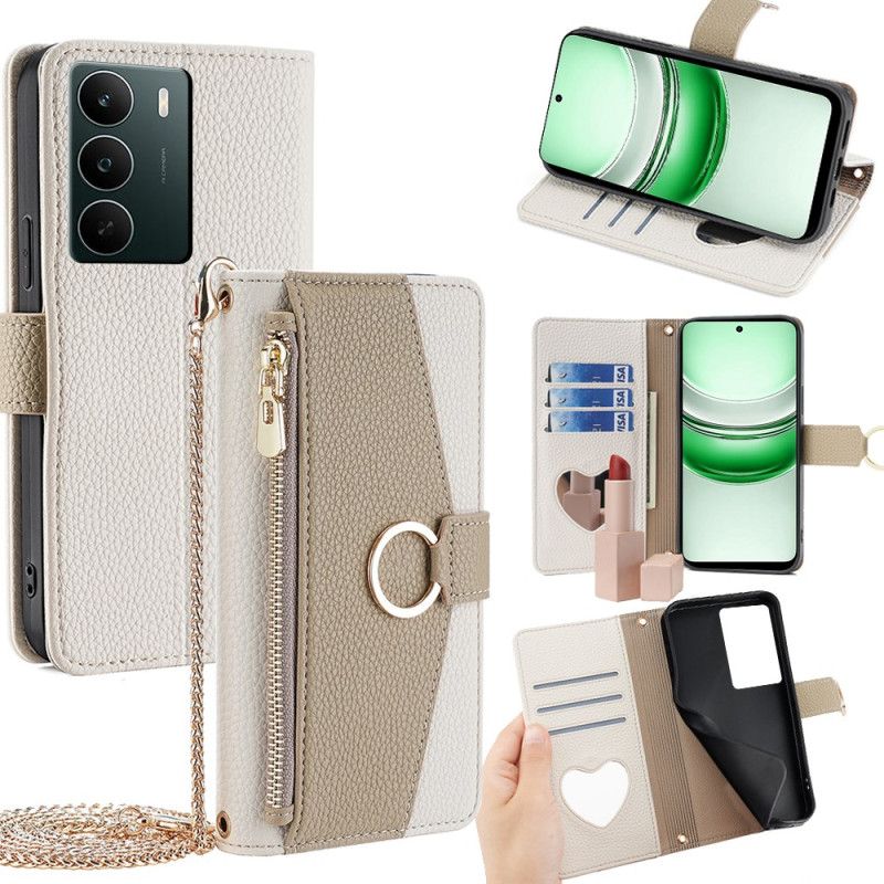 Folio Deksel Til Realme C71 Lommebok Med Speil Og Kjede