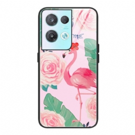 Deksel Til Oppo Reno 8 Pro Flamingo Herdet Glass