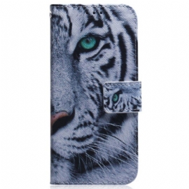 Folio Deksel Til Oppo Reno 8 Pro Med Kjede Strappy White Tiger