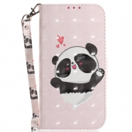 Folio Deksel Til Oppo Reno 8 Pro Panda Love Med Snor
