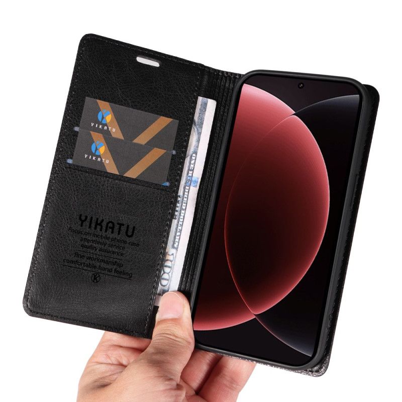Folio Deksel Til Xiaomi 15 Ultra Yikatu Litchi-imitasjon Lær