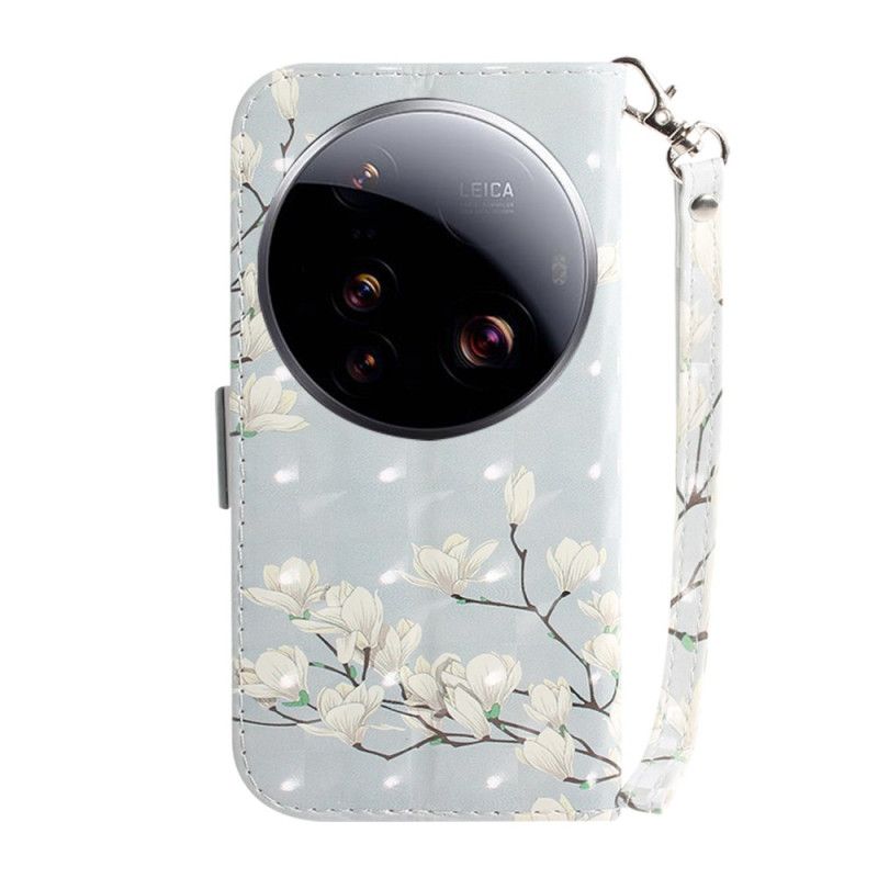 Folio Deksel Xiaomi 15 Ultra Magnoliaer Med Snor Beskyttelse Deksel