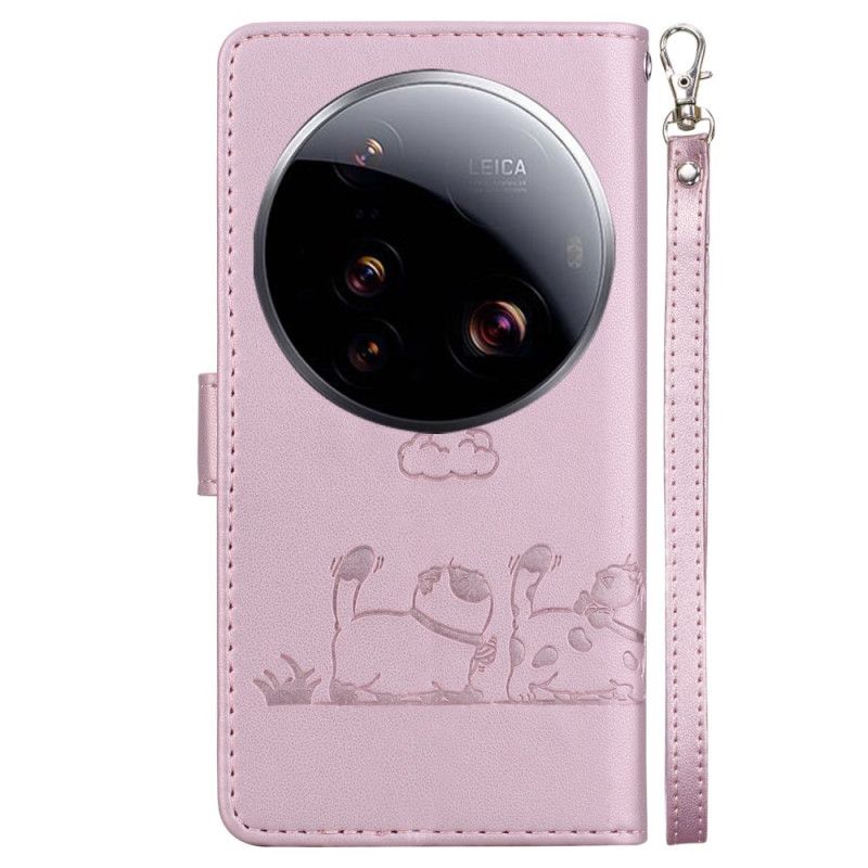 Folio Deksel Xiaomi 15 Ultra Rfid-blokkerende Og Kattungemønster Beskyttelse Deksel