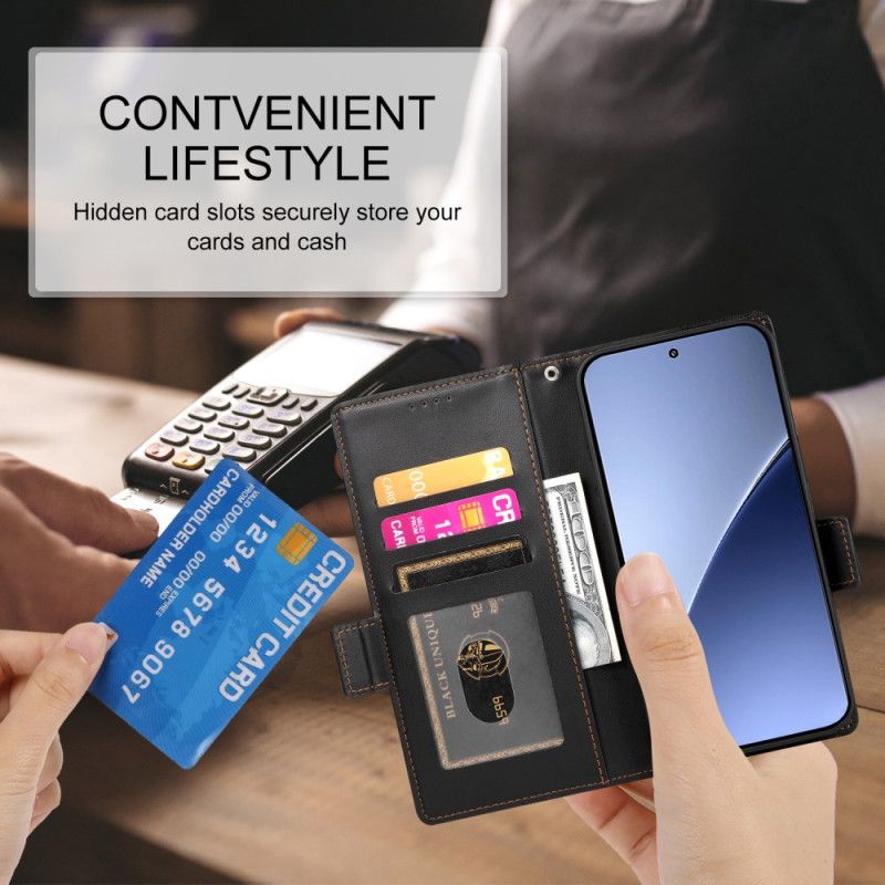 Lærdeksel Folio Deksel Xiaomi 15 Ultra Mobildeksel Dobbel Lås