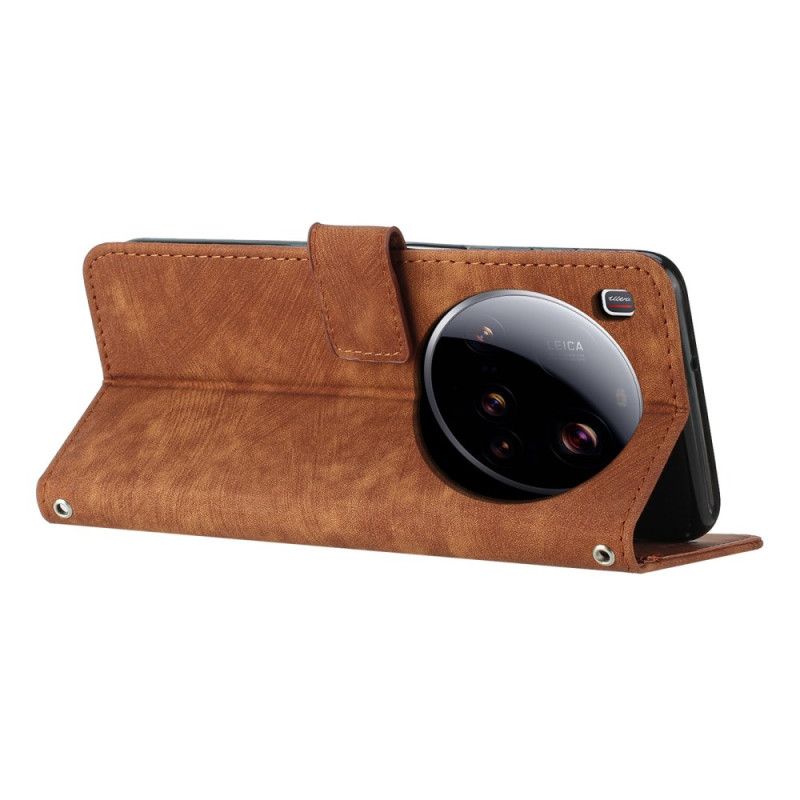 Lærdeksel Folio Deksel Xiaomi 15 Ultra Mobildeksel Linjedesign