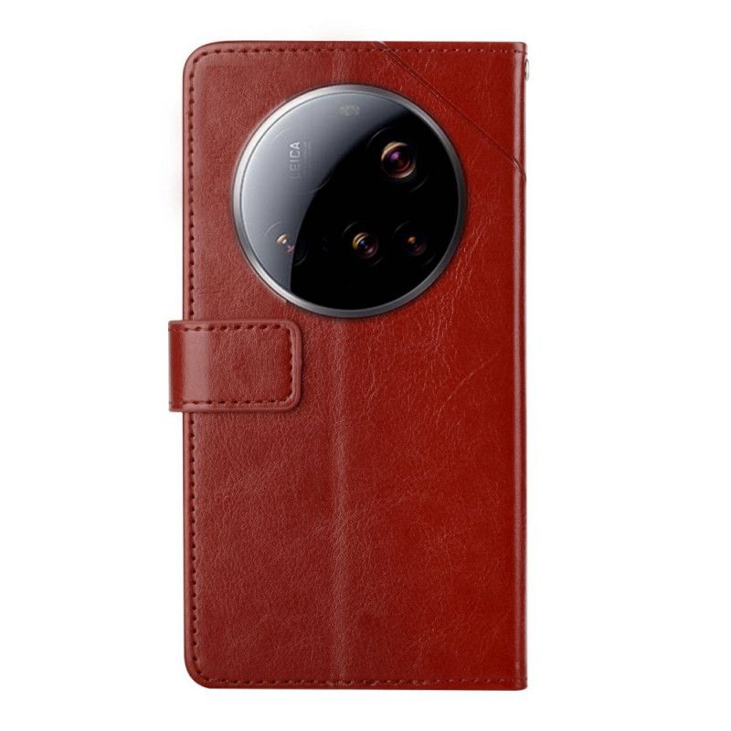 Lærdeksel Folio Deksel Xiaomi 15 Ultra Mobildeksel Y-design Stropp