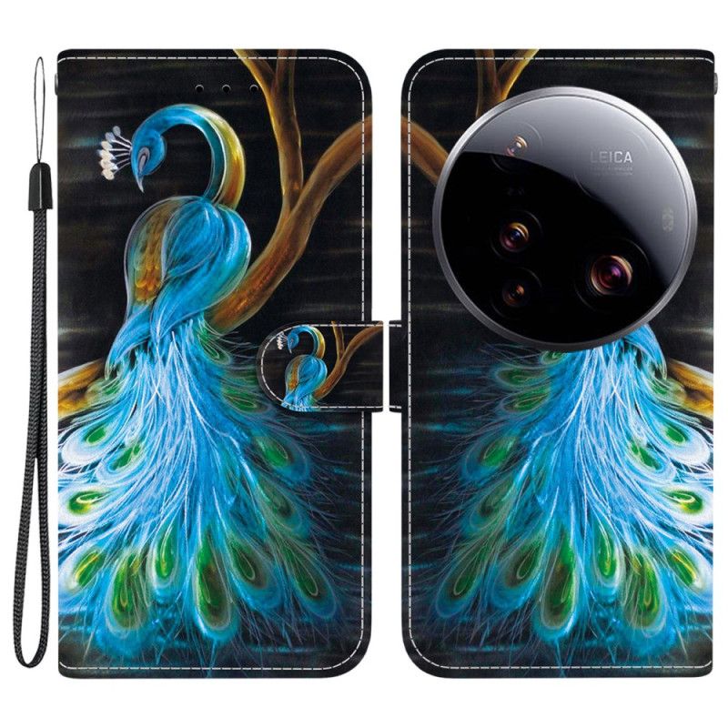 Lærdeksel Folio Deksel Xiaomi 15 Ultra Påfugl