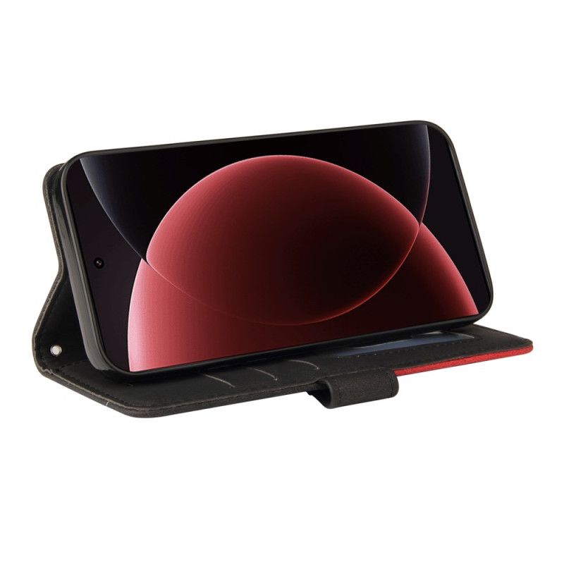 Lærdeksel Folio Deksel Xiaomi 15 Ultra Tofargede Bølgete Linjer