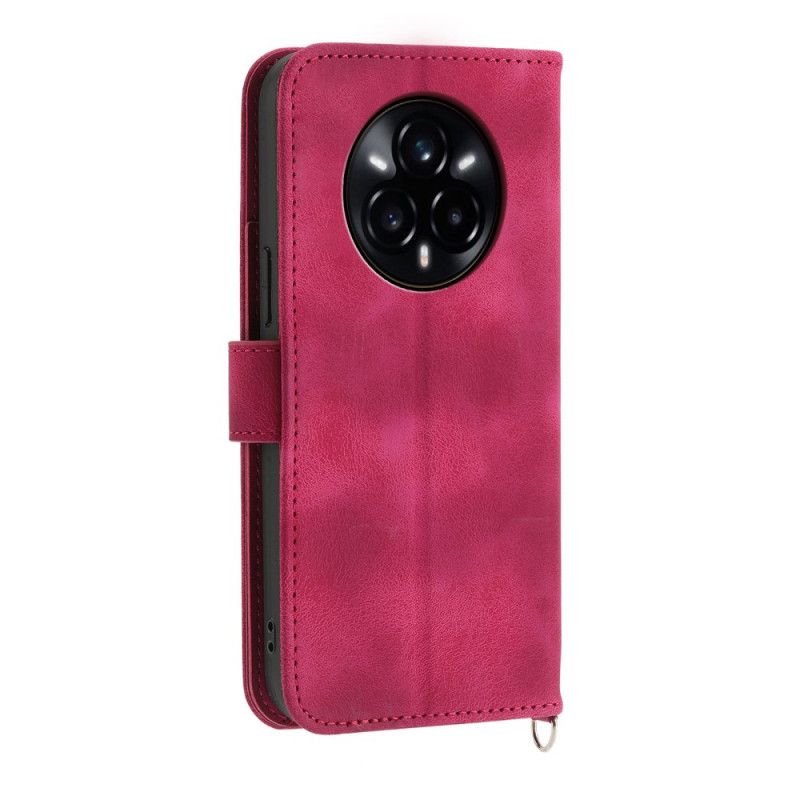 Folio Deksel Realme 14 Pro Plus 5g Blonde I Semsket Skinneffekt Med Rem Og Skulderstropp