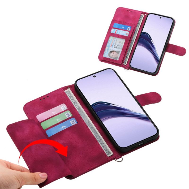 Folio Deksel Realme 14 Pro Plus 5g Blonde I Semsket Skinneffekt Med Rem Og Skulderstropp