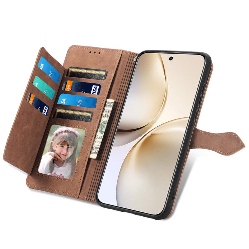 Folio Deksel Realme 14 Pro Plus 5g Blondemønster I Semsket Skinneffekt