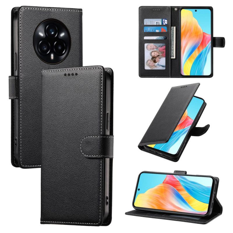 Folio Deksel Realme 14 Pro Plus 5g Ensfarget Med Stropp Beskyttelse Deksel