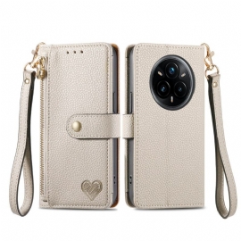 Lærdeksel Folio Deksel Realme 14 Pro Plus 5g Mobildeksel Myntpung Og Rfid-beskyttelse