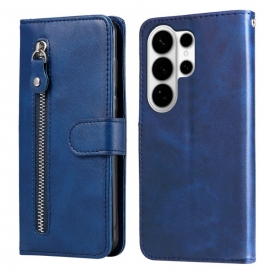 Lærdeksel Folio Deksel Samsung Galaxy S26 Ultra Mobildeksel Lomme Med Glidelås