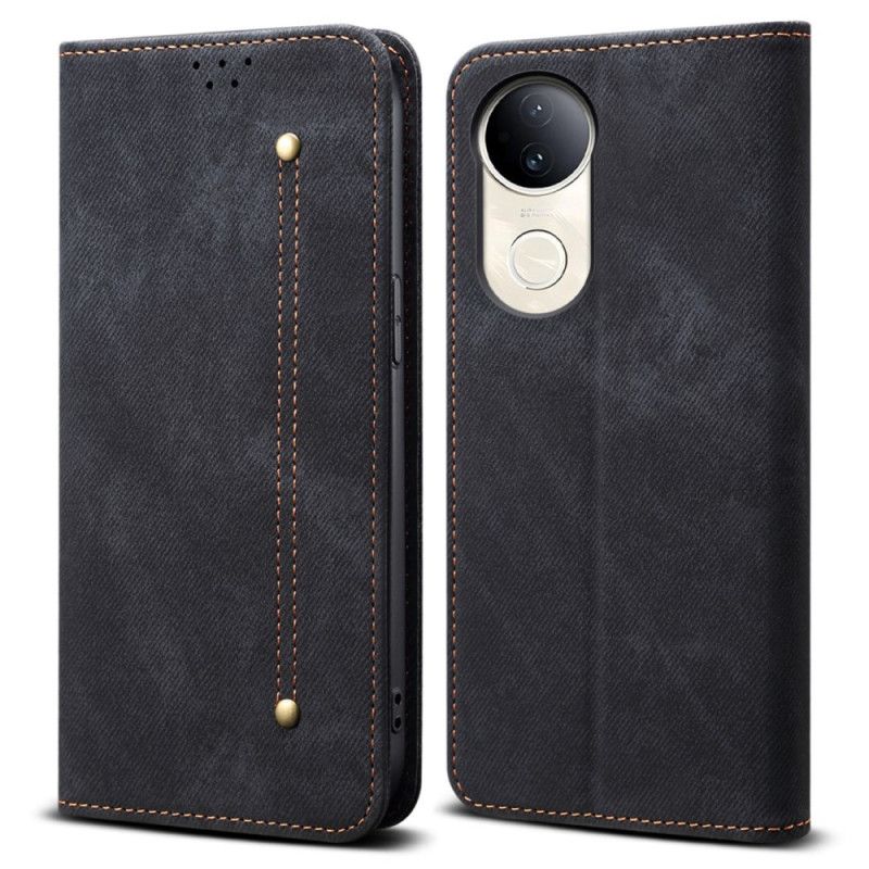 Folio Deksel Lær Vivo V50 5g Mobildeksel Denimstoff
