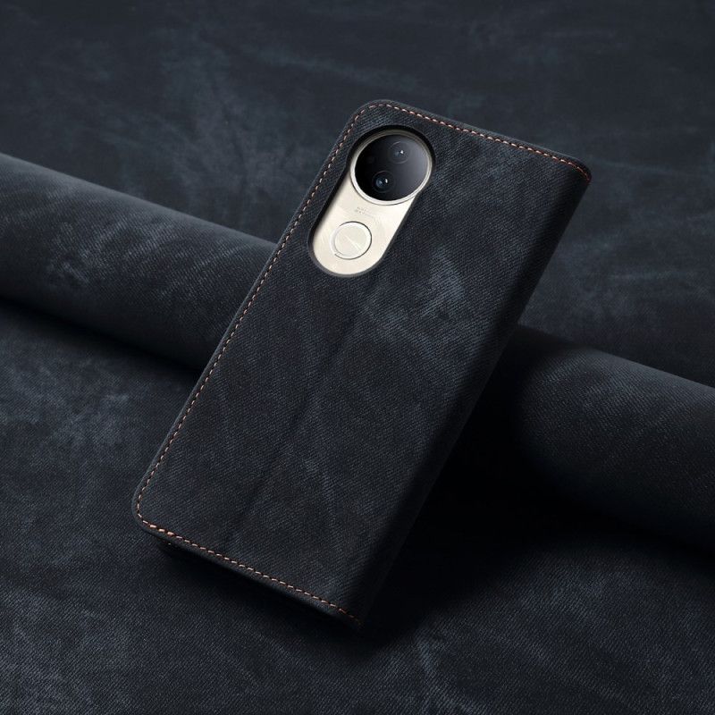 Folio Deksel Lær Vivo V50 5g Mobildeksel Denimstoff