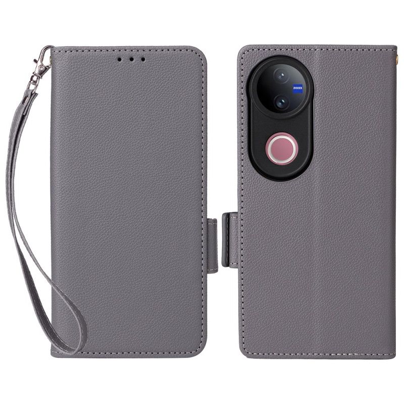 Folio Deksel Til Vivo V50 5g Imitert Skinn Med Stropp