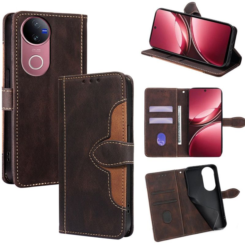 Folio Deksel Vivo V50 5g Tofarget Blomsterdesign Beskyttelse Deksel