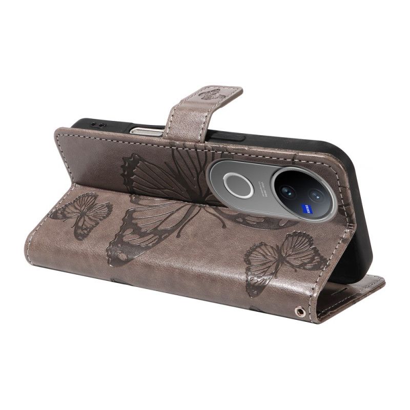 Lærdeksel Folio Deksel Vivo V50 5g Mobildeksel Kjempestore Sommerfugler