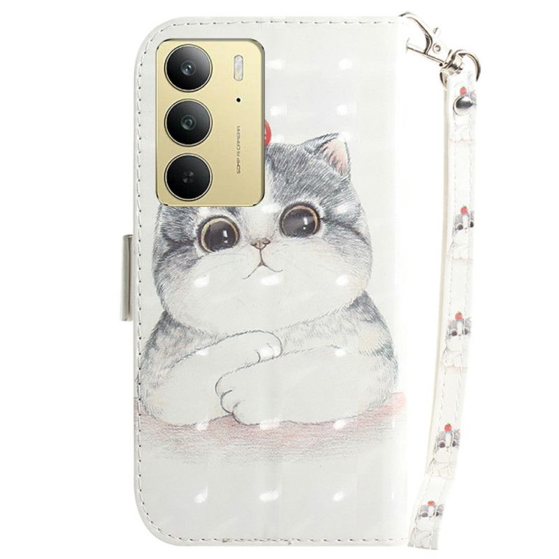 Folio Deksel Realme C75 Katt- Og Jordbærstropp Beskyttelse Deksel