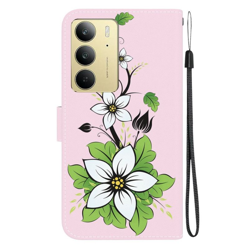 Folio Deksel Realme C75 Liljemønster Beskyttelse Deksel