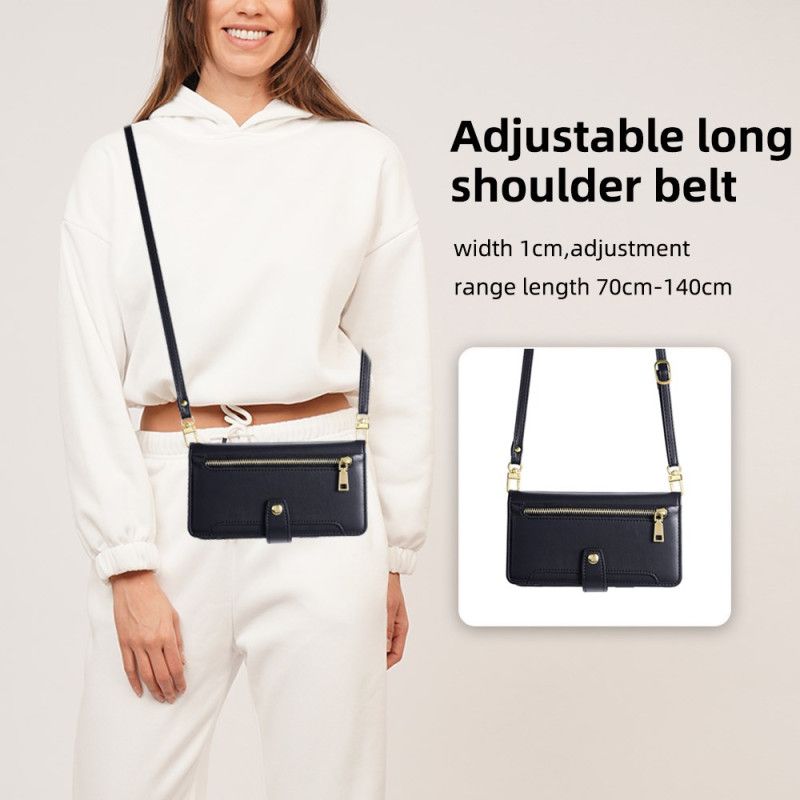 Folio Deksel Realme C75 Lommebok Med Glidelås Og To Stropper