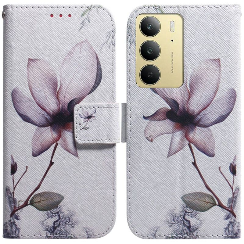 Folio Deksel Realme C75 Rosa Blomst Beskyttelse Deksel