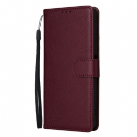 Folio Deksel Til Realme C75 Ensfarget Imitasjon I Skinn